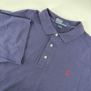 Polo Ralph Lauren Polo Shirt Men's Large Blue With Red Pony Short Sleeve Casual